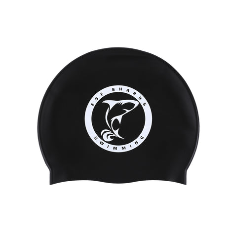 ESF Sharks Silicone Swim Cap, Black (SW6 SQUAD)