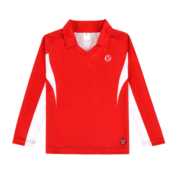 Clearwater Bay School Unisex LongSleeve PE Polo, Red Schooluniform.hk